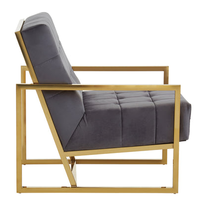 Monaco Grey Velvet Chair With Gold Frame