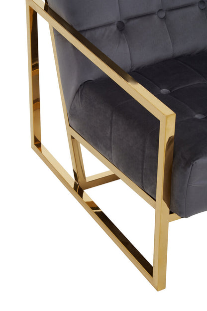 Monaco Grey Velvet Chair With Gold Frame