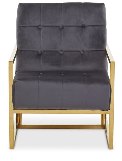 Monaco Grey Velvet Chair With Gold Frame
