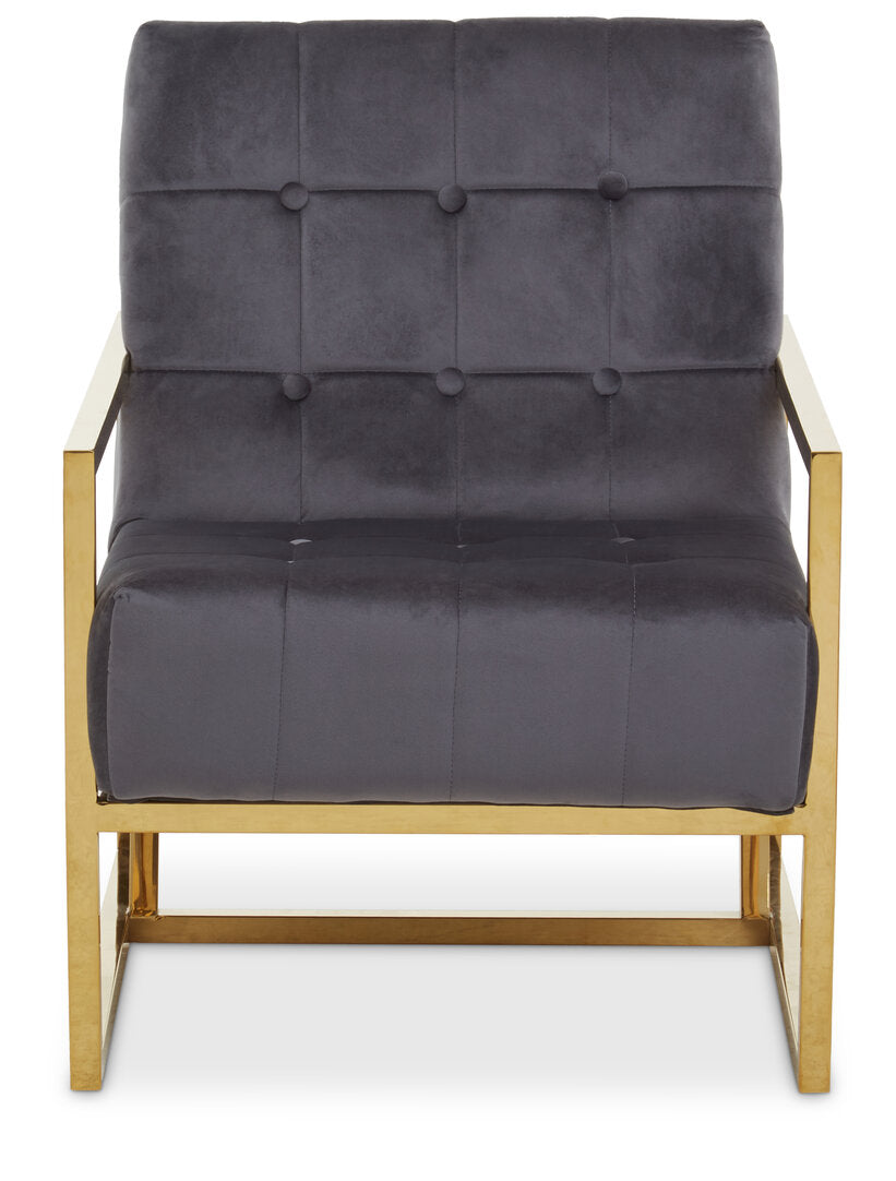 Monaco Grey Velvet Chair With Gold Frame