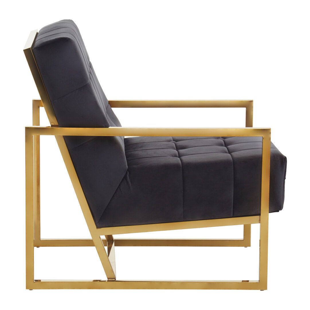Monaco Black Velvet Chair With Gold Frame