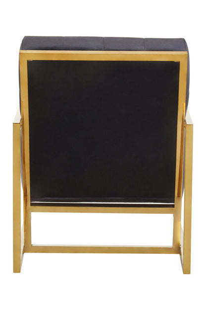 Monaco Velvet Chair With Gold Frame Black 