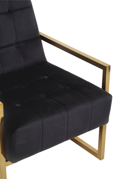 Monaco Black Velvet Chair With Gold Frame