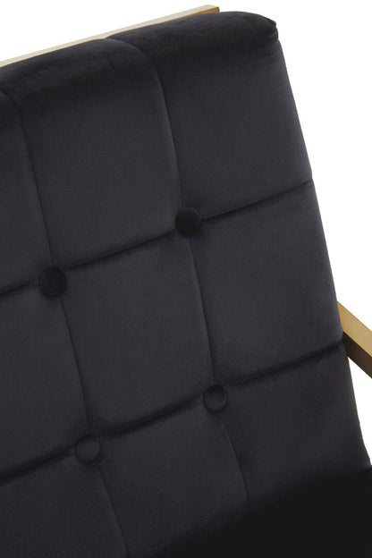 Monaco Black Velvet Chair With Gold Frame