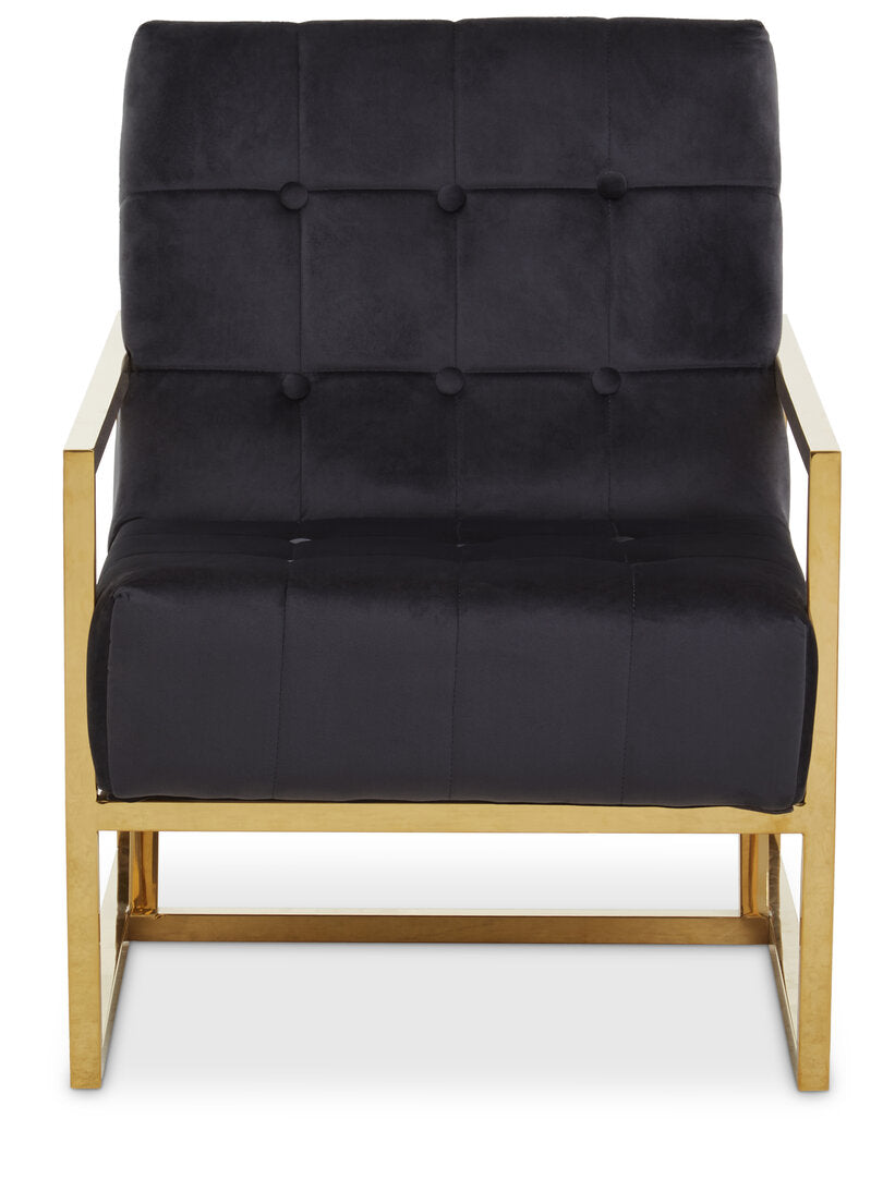 Monaco Velvet Chair With Gold Frame Black 