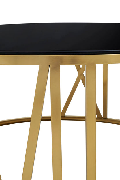 Como Round Coffee Table with Gold Frame and Black Glass
