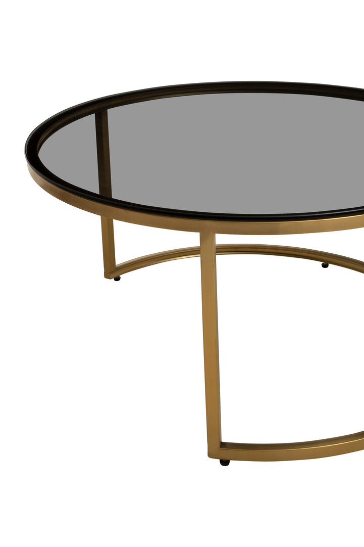 Como Set of 2 Gold and Black Round Nesting Coffee Tables