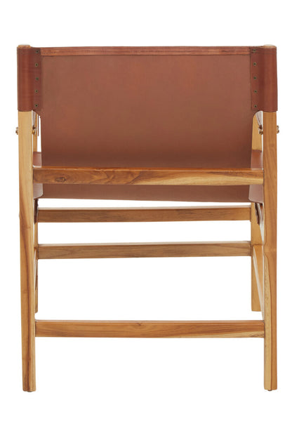 Seville Light Brown Leather And Teak Wood Chair