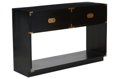 Savannah Two Drawer Black Mango Wood Console Table