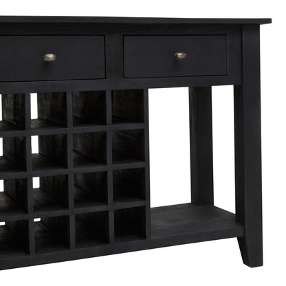 Porto Black Mango Wood Console Table with Wine Storage
