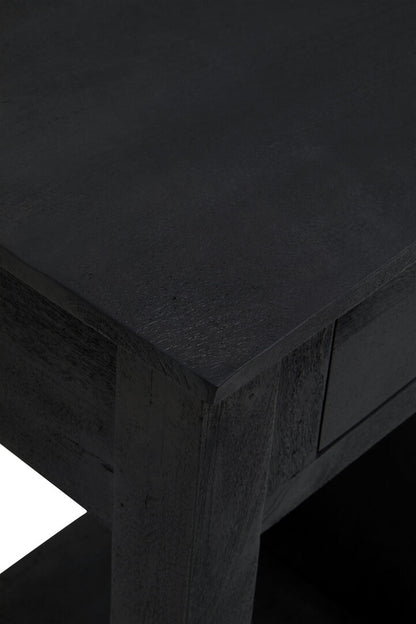 Porto Black Mango Wood Console Table with Wine Storage