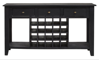 Porto Black Mango Wood Console Table with Wine Storage