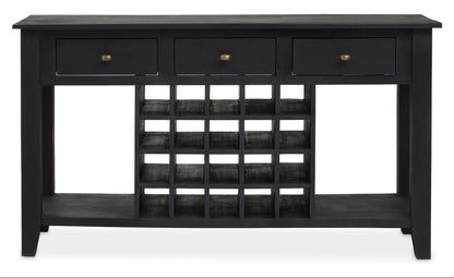 Porto Black Mango Wood Console Table with Wine Storage