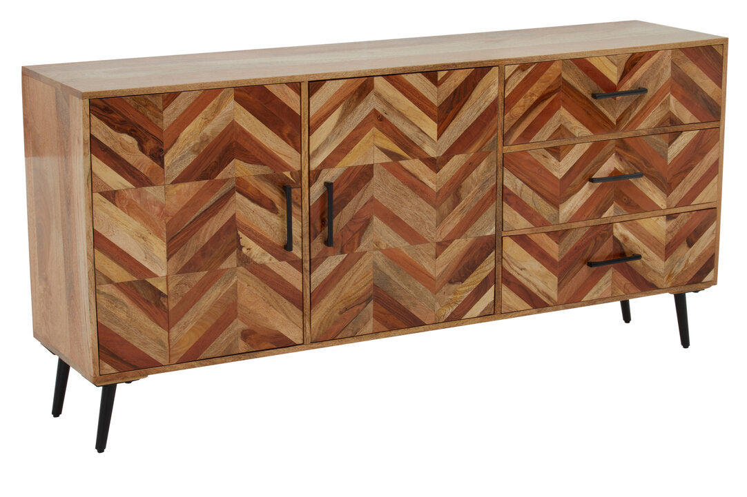 Cordoba Two Door and Three Drawer Mango Wood Sideboard