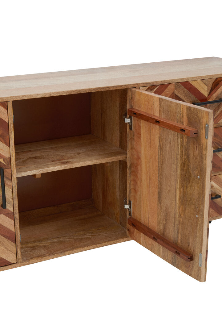 Cordoba Two Door and Three Drawer Mango Wood Sideboard