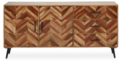 Cordoba Two Door and Three Drawer Mango Wood Sideboard
