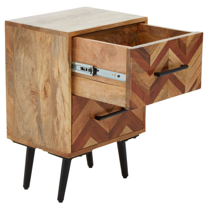 Cordoba Two Drawer Bedside Table in Mango Wood