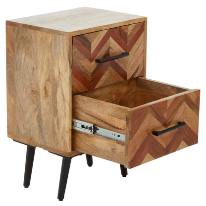 Cordoba Two Drawer Bedside Table in Mango Wood