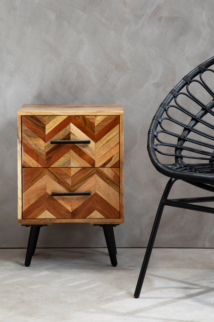 Cordoba Two Drawer Bedside Table in Mango Wood
