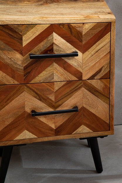 Cordoba Two Drawer Bedside Table in Mango Wood