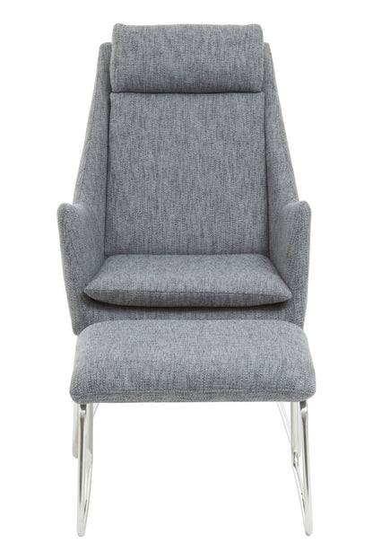 Devon Grey Fabric Lounge Chair And Footstool Set