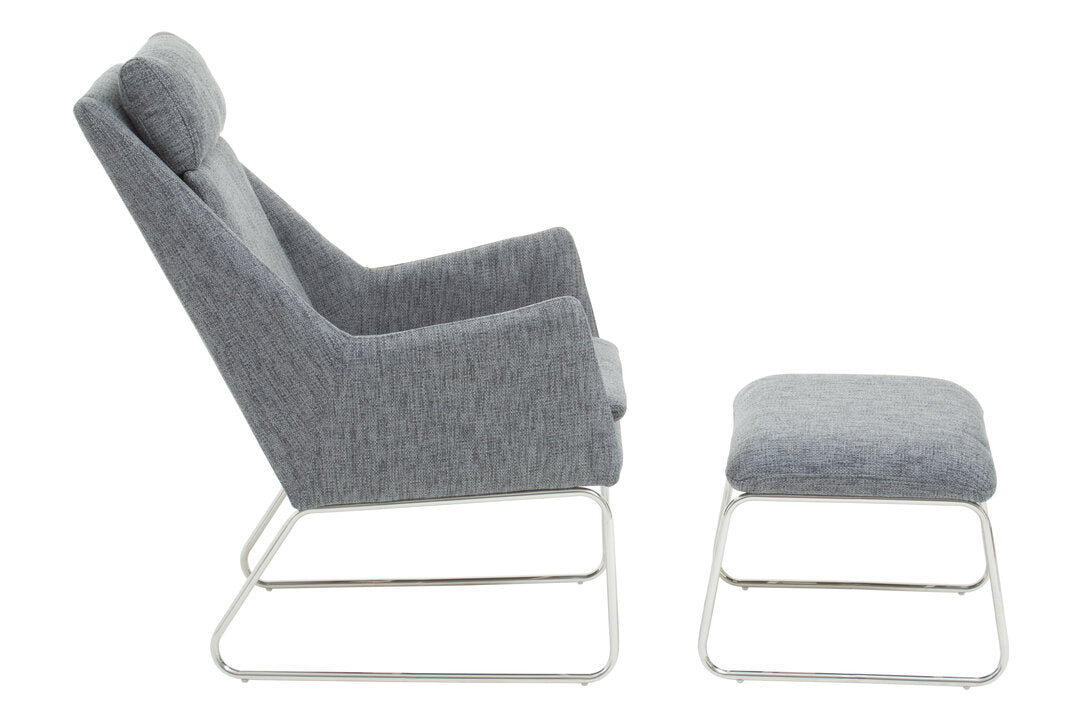 Devon Grey Fabric Lounge Chair And Footstool Set
