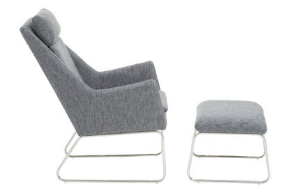Devon Grey Fabric Lounge Chair And Footstool Set