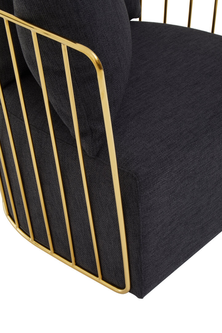 Devon Black Fabric and Metal Chair