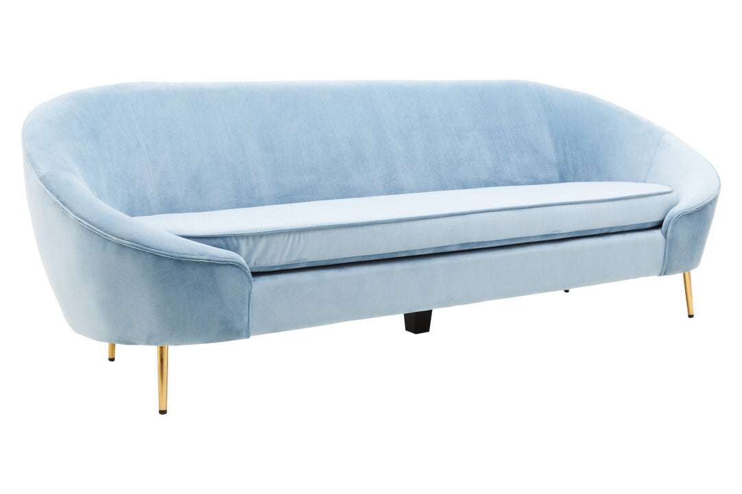 Hudson 3 Seat Aqua Blue Velvet Sofa