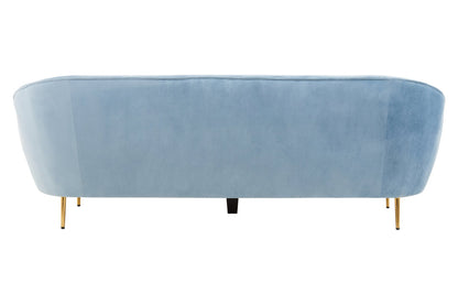 Hudson 3 Seat Aqua Blue Velvet Sofa