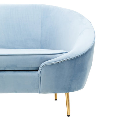 Hudson 3 Seat Aqua Blue Velvet Sofa