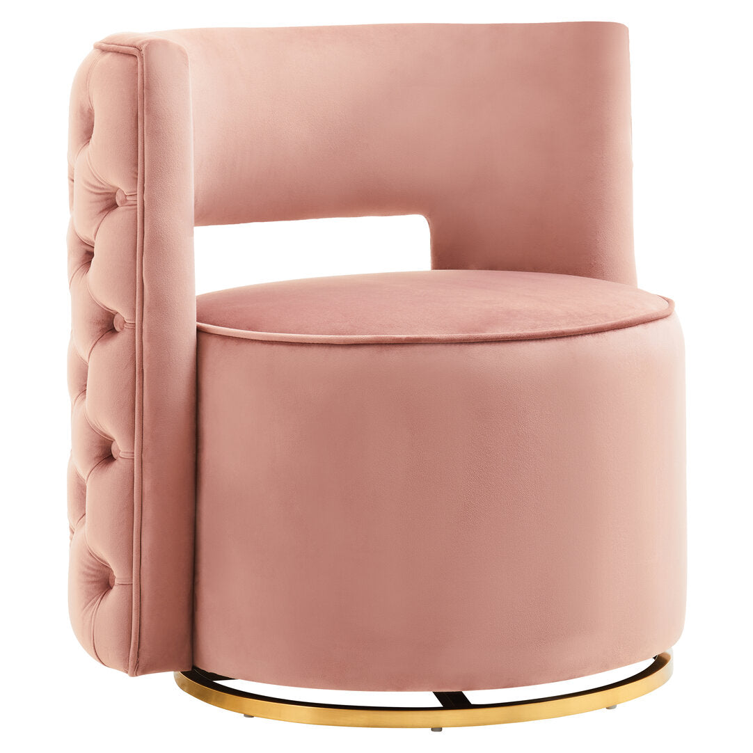 Hudson Pink Velvet Swivel Chair