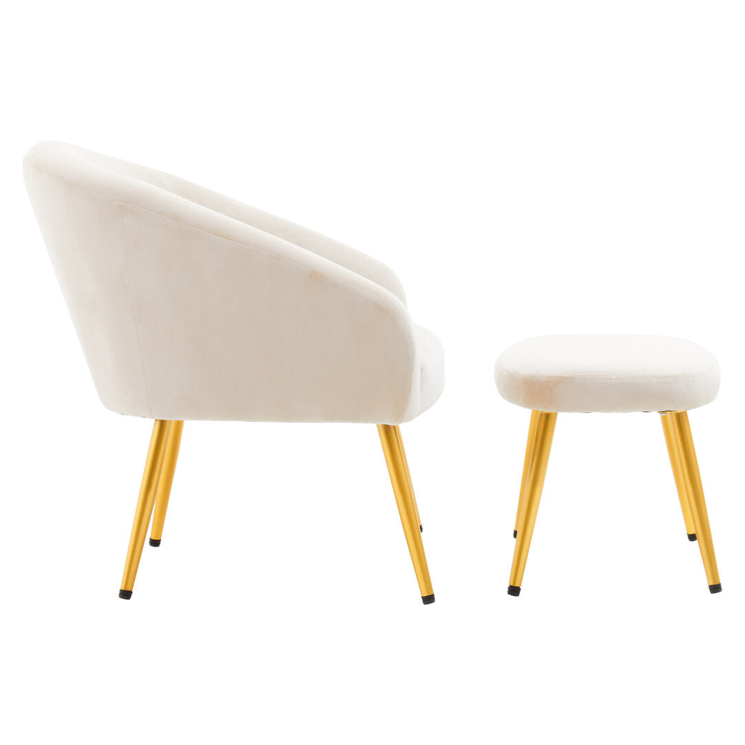 Hudson Beige Chair And Footstool