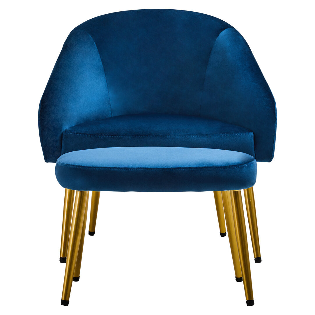 Hudson Midnight Blue Chair And Footstool