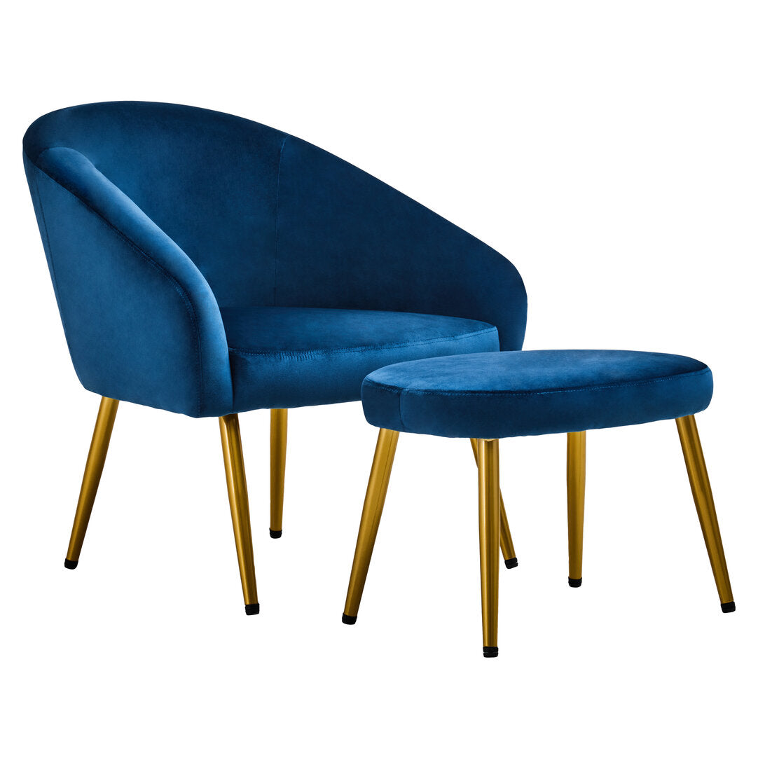 Hudson Midnight Blue Chair And Footstool