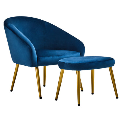 Hudson Midnight Blue Chair And Footstool