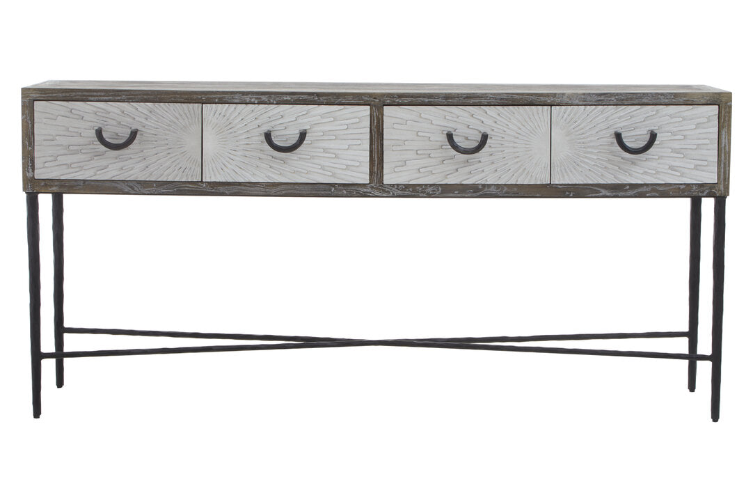 Notting Four Drawer Elm Wood Console Table