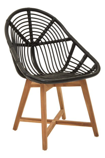 Cambridge Black Natural Rattan And Teak Chair
