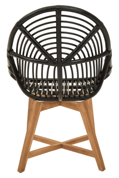 Cambridge Black Natural Rattan And Teak Chair