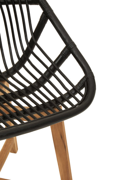 Cambridge Black Natural Rattan And Teak Chair