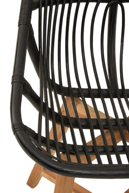 Cambridge Black Natural Rattan And Teak Chair