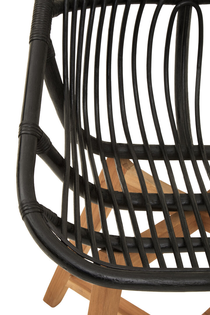 Cambridge Black Natural Rattan And Teak Chair
