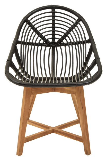 Cambridge Black Natural Rattan And Teak Chair