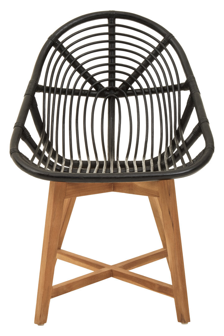 Cambridge Black Natural Rattan And Teak Chair