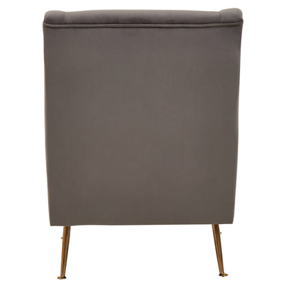 Lisbon Grey Velvet Chair With Gold Finish Legs