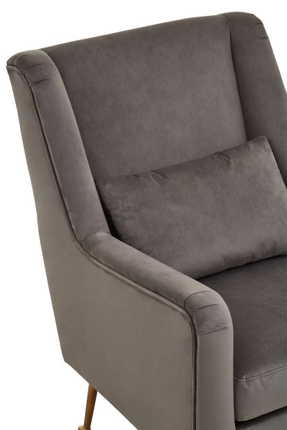 Lisbon Grey Velvet Chair With Gold Finish Legs