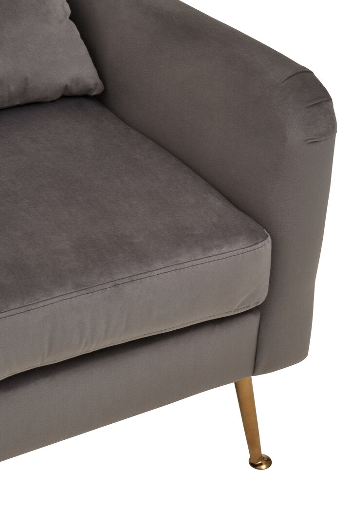 Lisbon Grey Velvet Chair With Gold Finish Legs