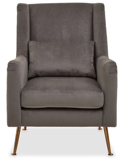 Lisbon Grey Velvet Chair With Gold Finish Legs