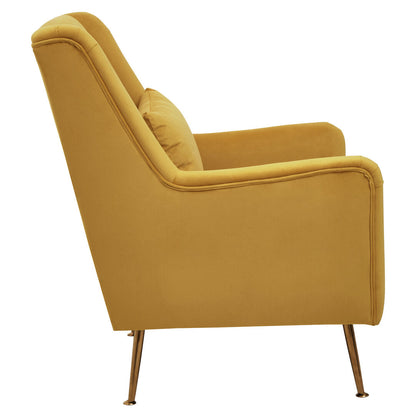 Lisbon Velvet Chair With Gold Finish Legs Yellow 