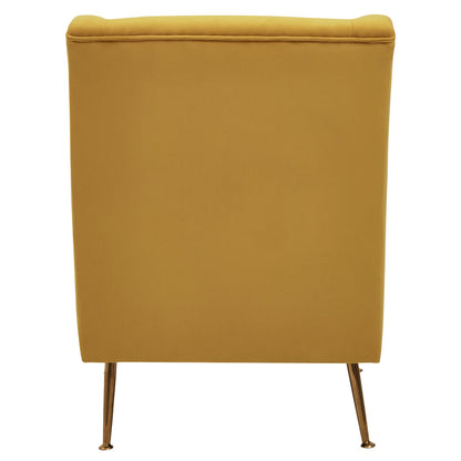 Lisbon Yellow Velvet Chair With Gold Finish Legs
